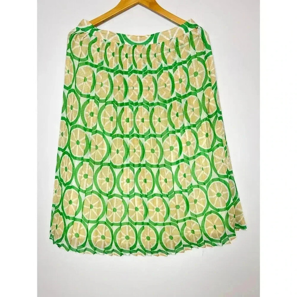 ModCloth Stroke of Genial Retro Pleated Midi Skirt size L Citrus Print Green - Picture 8 of 9